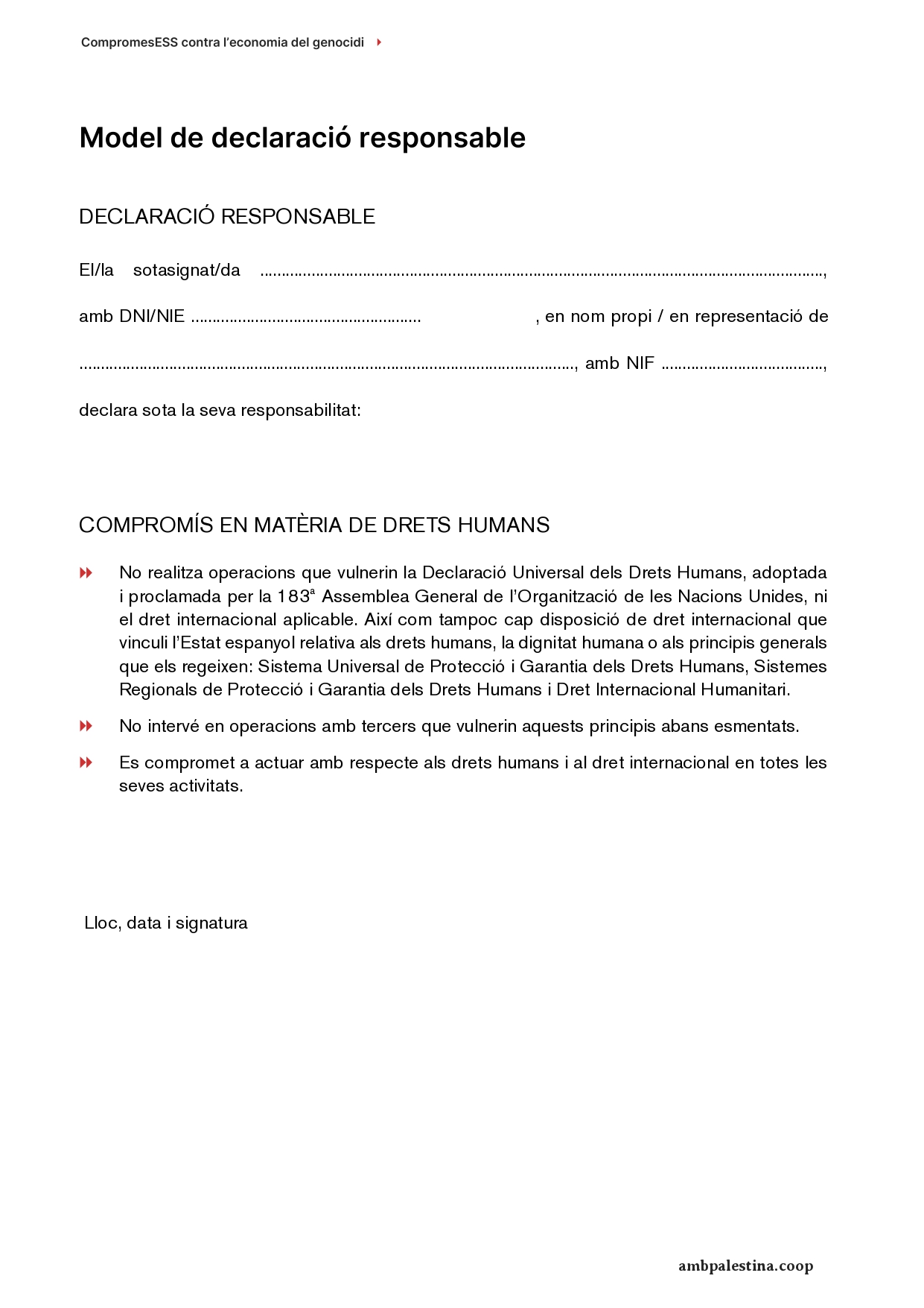 Model de declaració responsable
